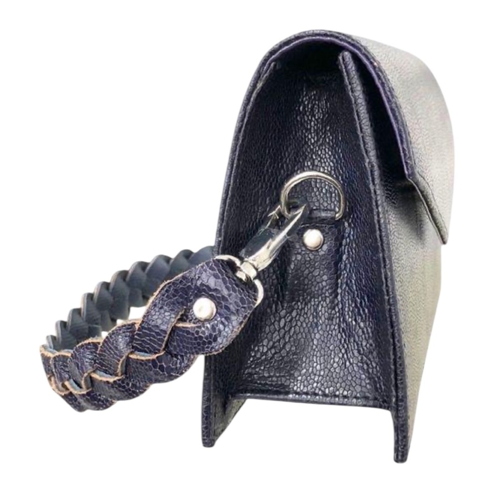 Ends 12/11 - Anima Iris Dark Purple Leather Zaya Purse Detachable Braided Strap